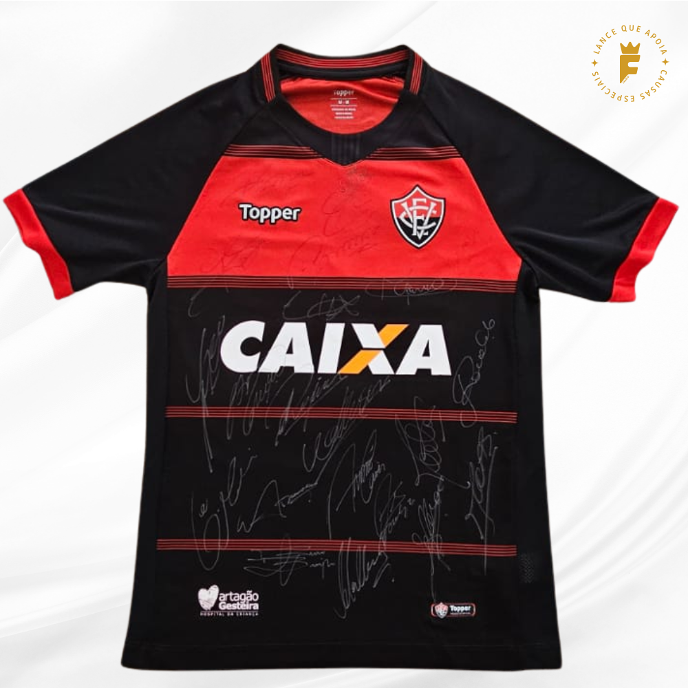 Camisa Vitória 2018, vers jogo autografada elenco