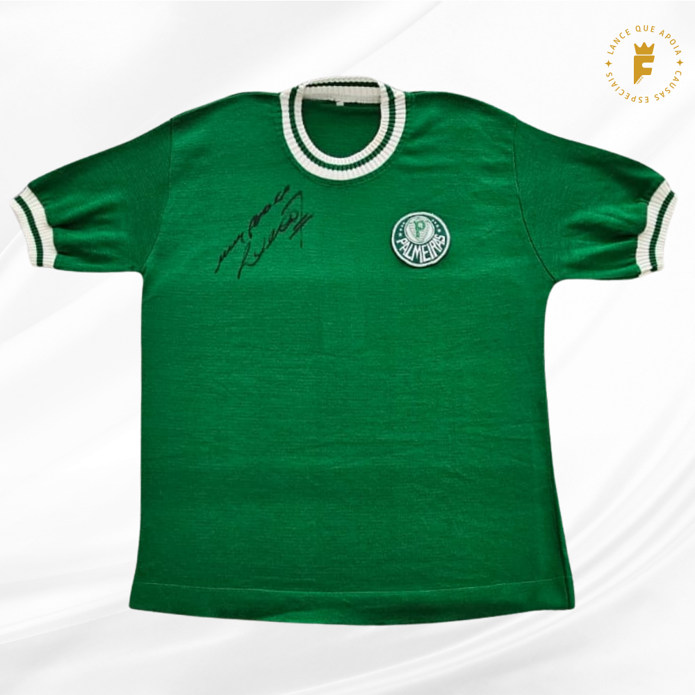 Camisa retro Palmeiras anos 70, autografada Leão