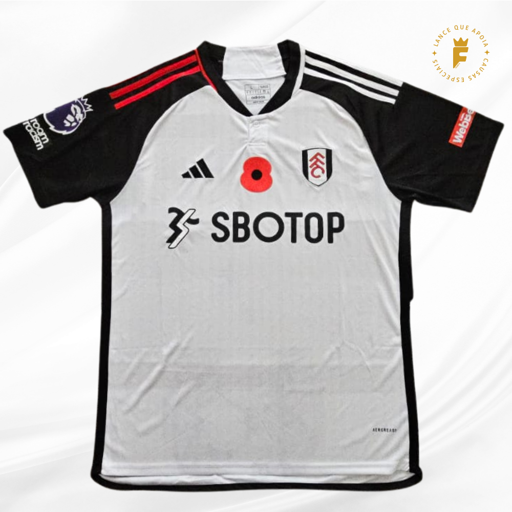Camisa Fulham 2023-24, ver jogador, Poppy Day, autografada Castagne