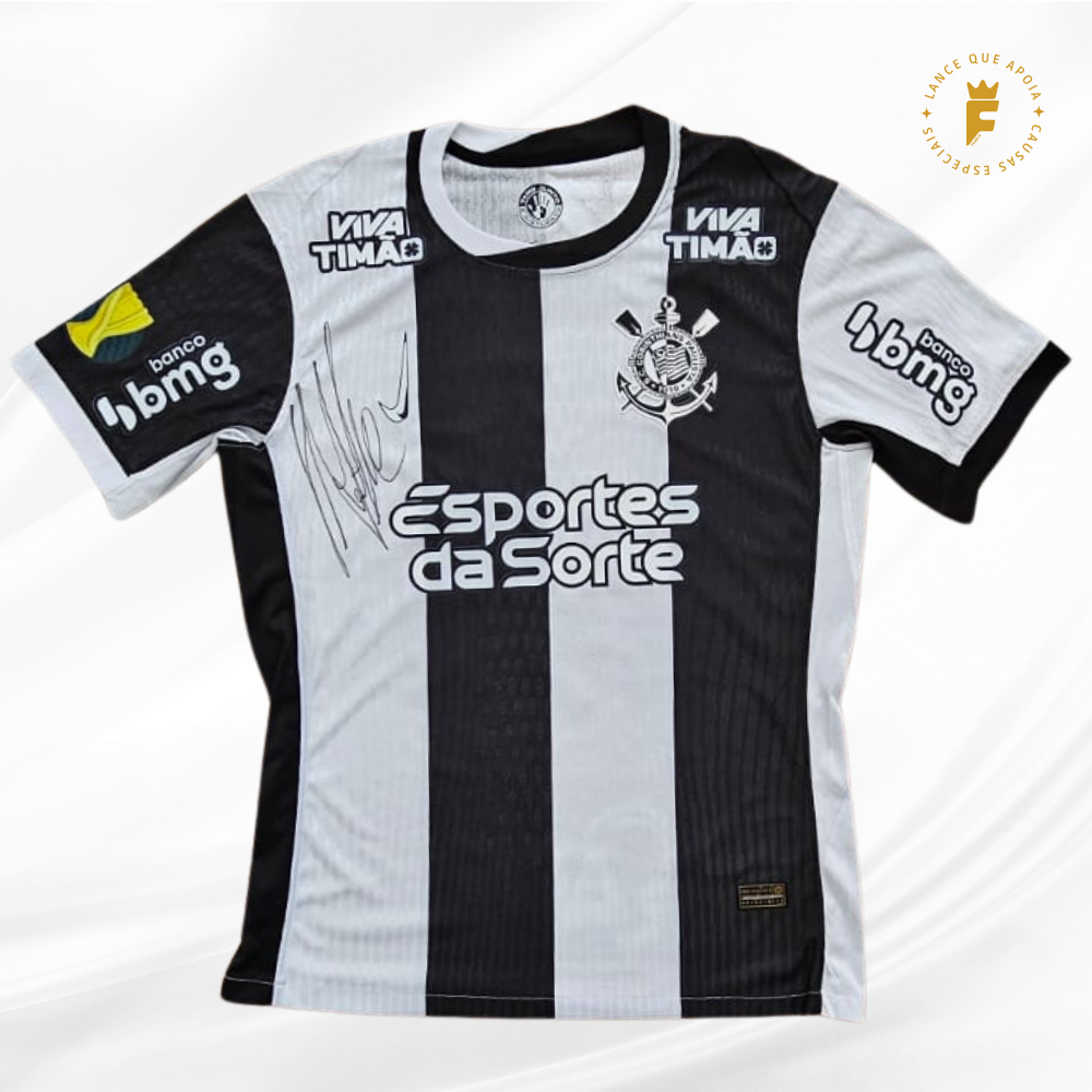 Camisa Corinthians, paulistão 2025, vers jogador, autografada Memphis Depay.