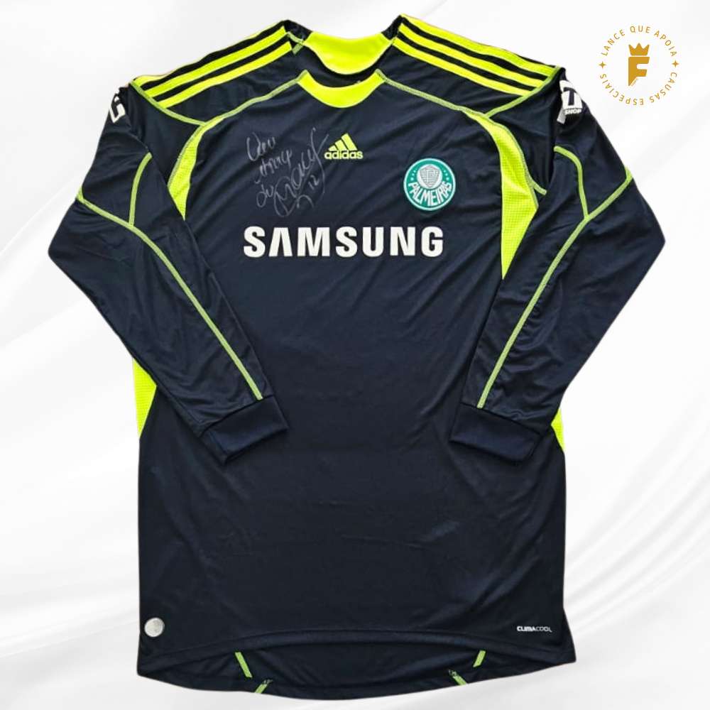 Camisa Palmeiras 2009-10 Libertadores 50 anos, goleiro Marcos autografada, de jogo/preparada
