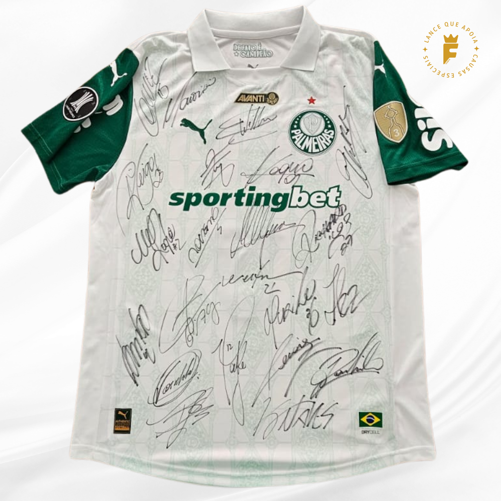 Camisa Palmeiras 2025, vers de jogo autografada elenco 2025