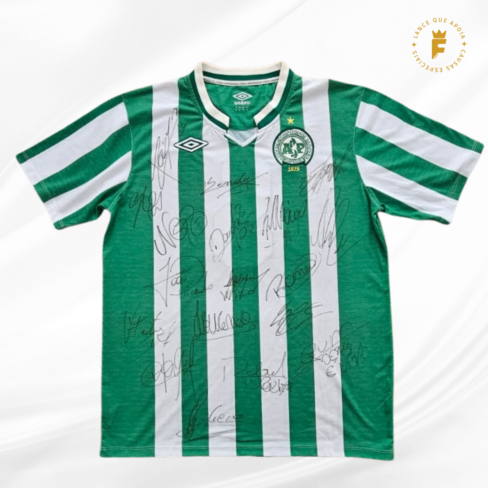 Camisa Chapecoense 1979-2012 Umbro Retrô autografada elenco 2016