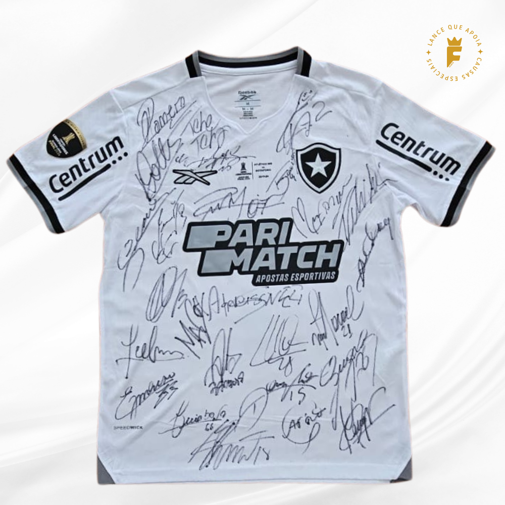 Camisa Botafogo 2024, vers jogador, N7 final da Libertadores, autografada todo elenco campeão da Libertadores e Brasileirão.
