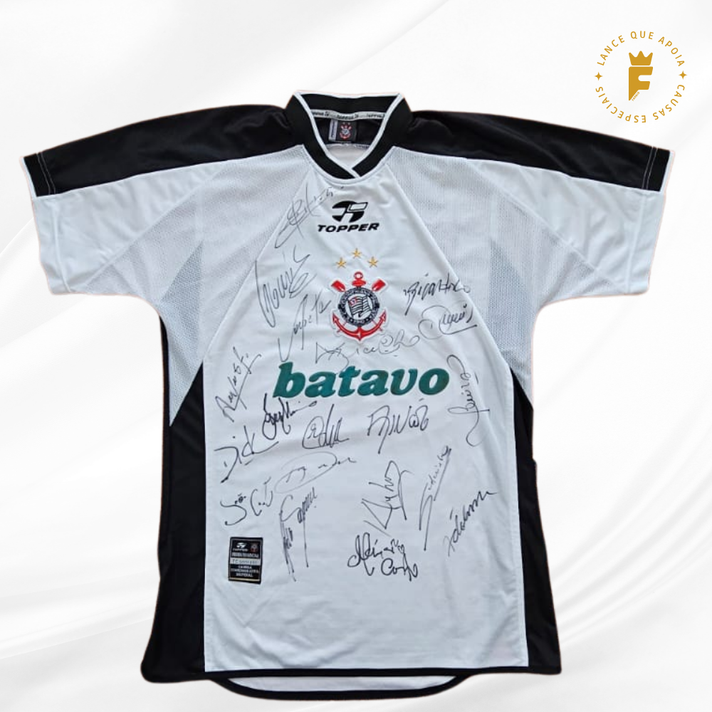 Camisa Corinthians Mundial de Clubes 2000, autografada elenco campeão