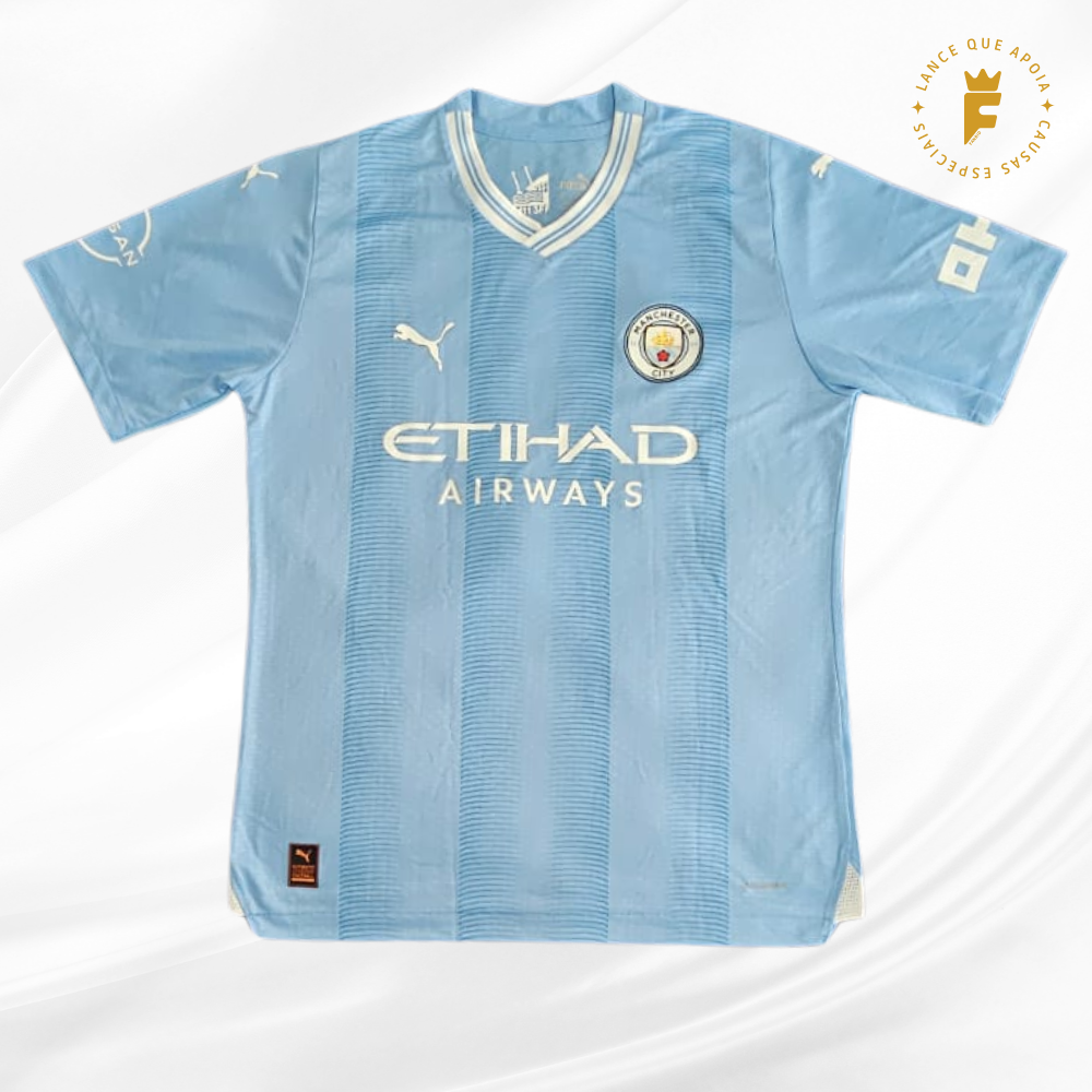 Camisa Manchester City  2023-24 vers jogador autografada Haaland