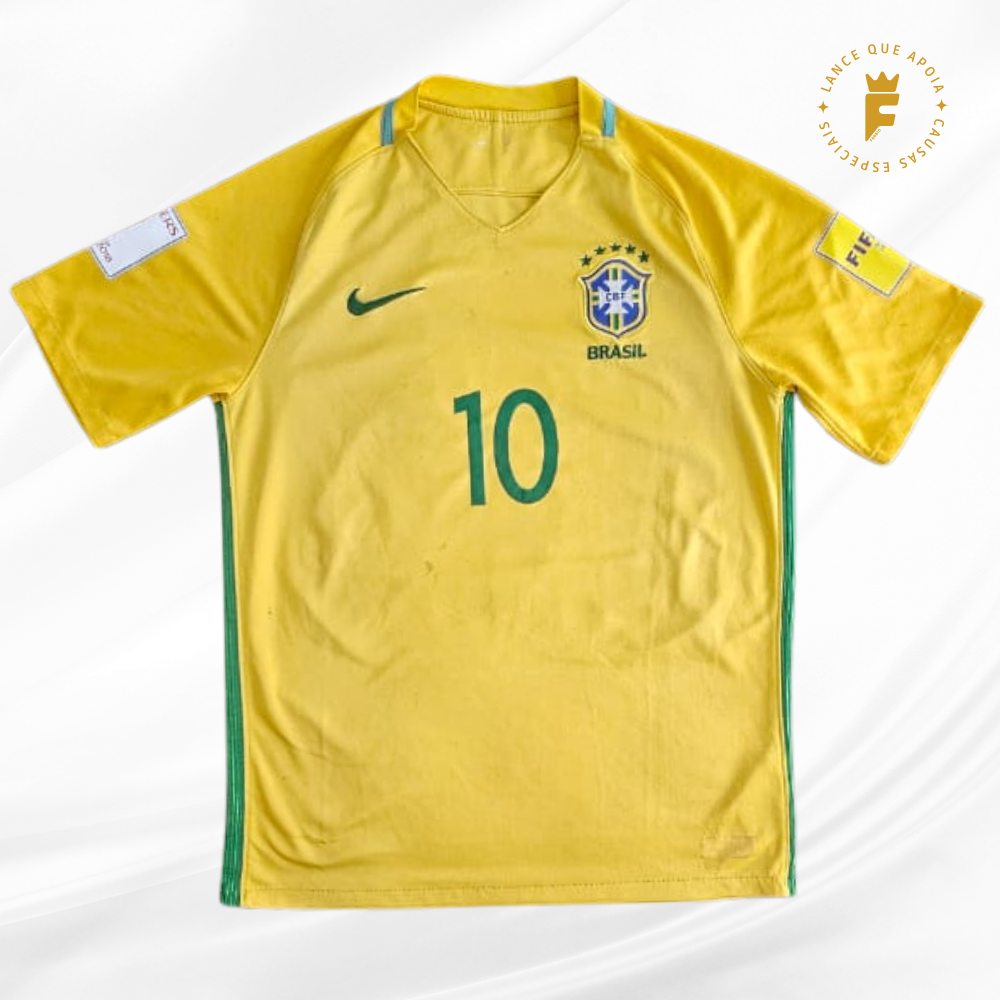 Camisa Brasil 2016-17, Eliminatórias Copa do Mundo 2018 N10, autografada Neymar Jr