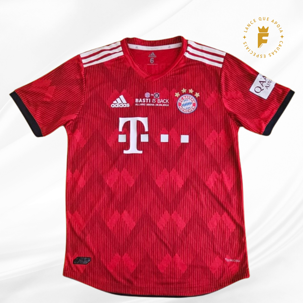 Camisa Bayern Munique 2018-19 vers jogo, despedida Schweinsteiger autografada