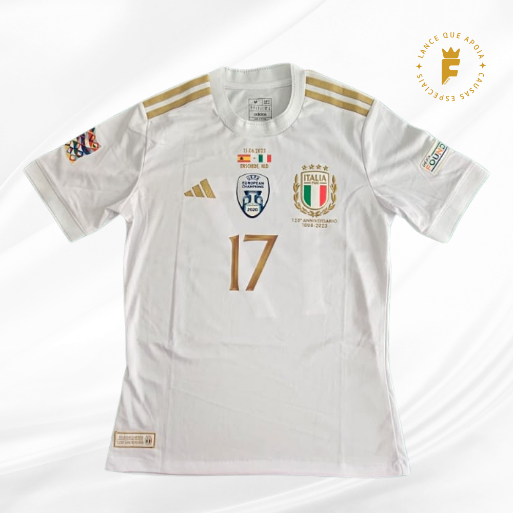 Camisa Itália 2023, Edição Especial 125 anos, vers jogo, N17 autografada Ciro Immobile 