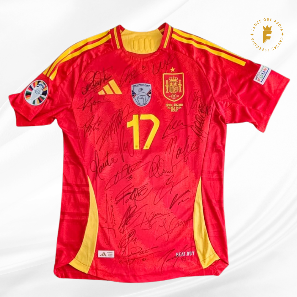 Camisa Espanha 2024 Final Eurocopa 24, vers jogador, N17, autografada elenco campeão