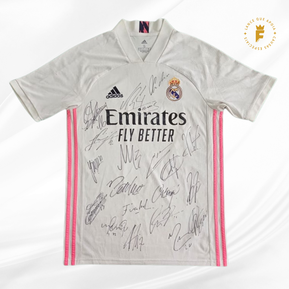 Camisa Real Madrid 2020-21, N9 autografada elenco