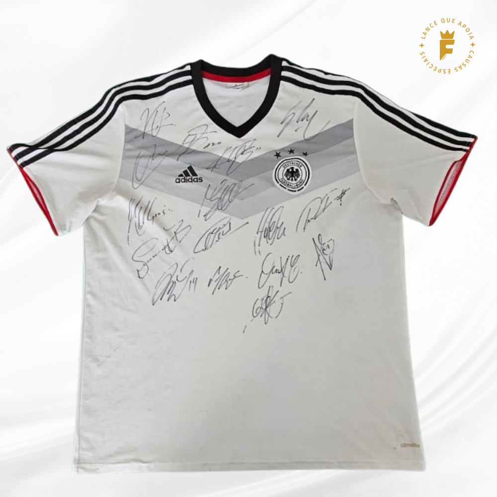 Camisa Alemanha 2014-15 treino, autografada campeões Copa do Mundo