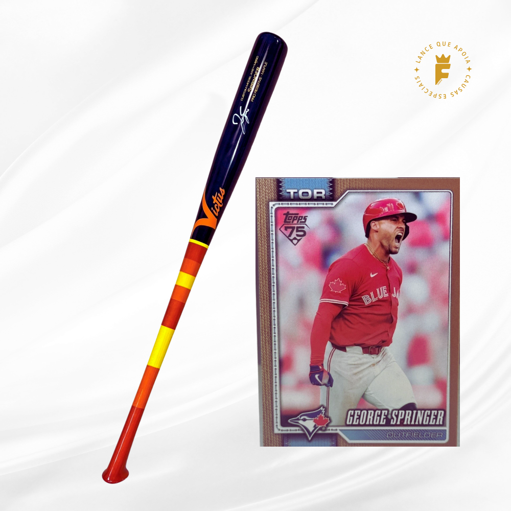 Taco Baseball autografado George Springer e Card Topps 