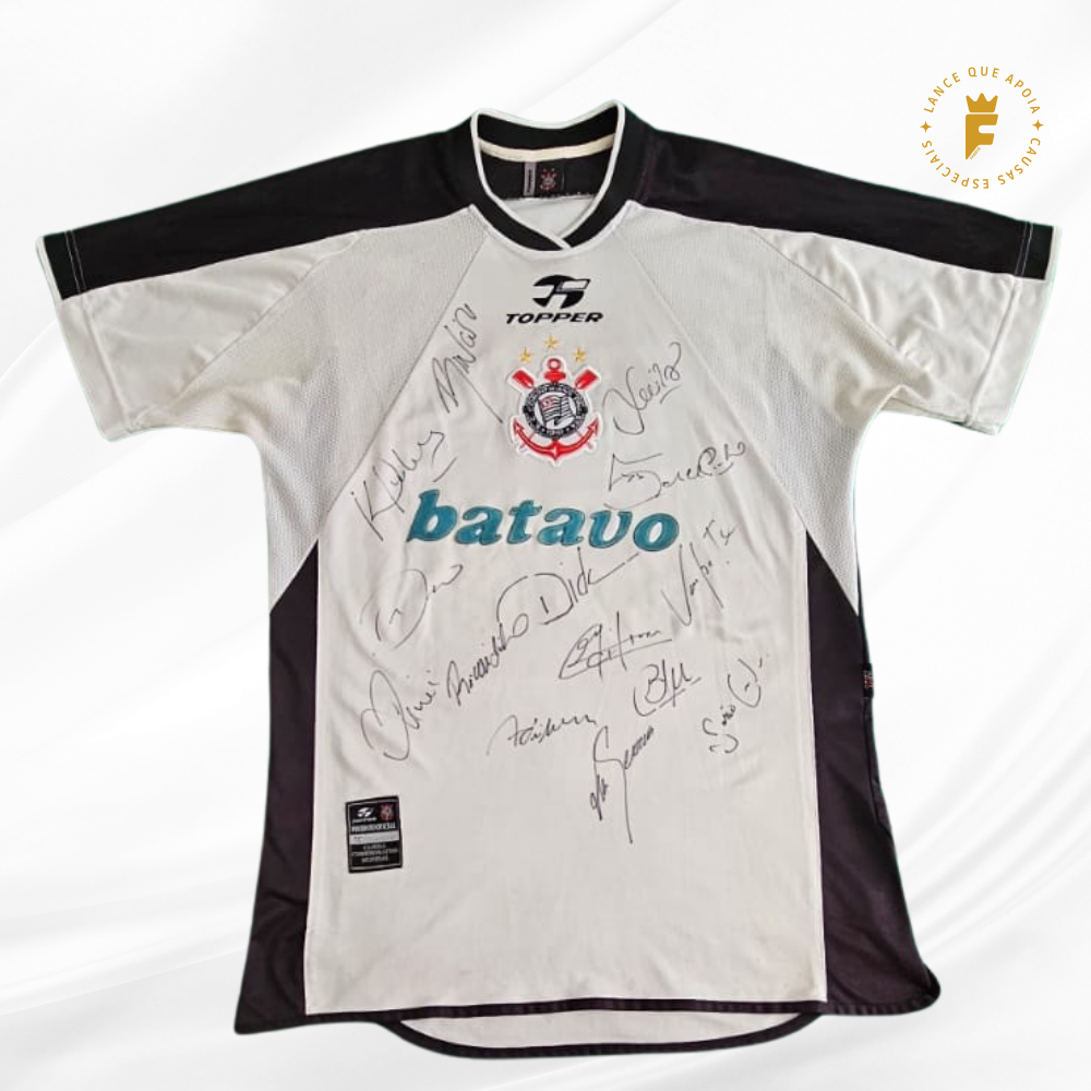 Camisa Corinthians Mundial Interclubes 2000 Uniforme 1 N15 autografada jogadores campeões. 
