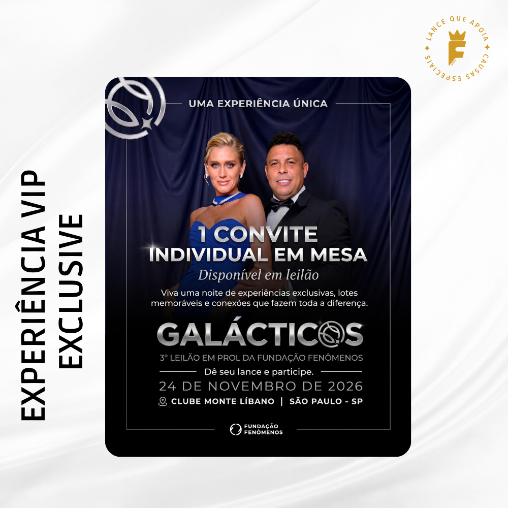1 convite/ingresso mesa na 3ª edição do Leilão Galácticos, networking e uma experiência inesquecível em um só lugar.