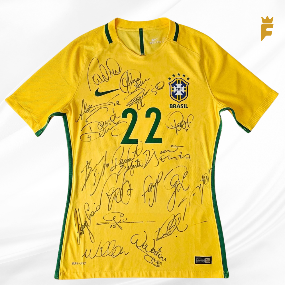 Camisa oficial Brasil 2017 Usada Jogo Autografada 21 Jogadores