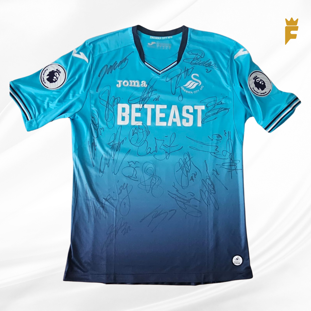 Camisa oficial do Swansea City 2016/17 autografada todo elenco