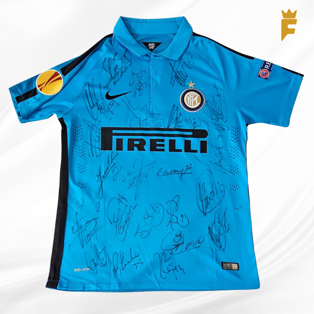 Camisa oficial Internazionale (Inter de Milão) 2014/15 Autografada elenco, de jogo