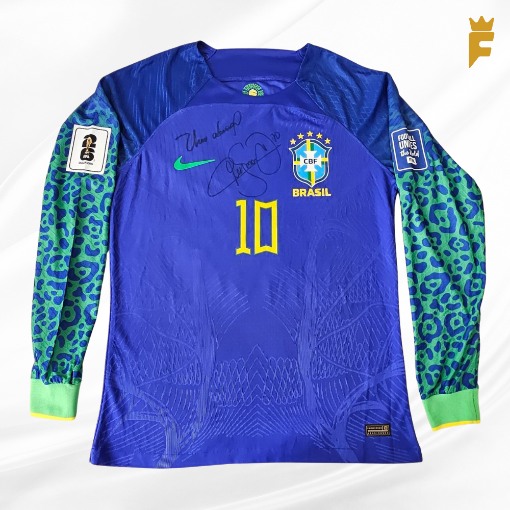 Camisa oficial do Brasil 2022/23 eliminatórias para copa do mundo 2026, vers jogador, autografada Neymar Jr
