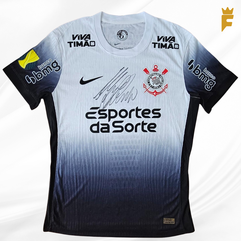 Camisa Corinthians, Paulistão 2025, autografada Memphis Depay, de jogo