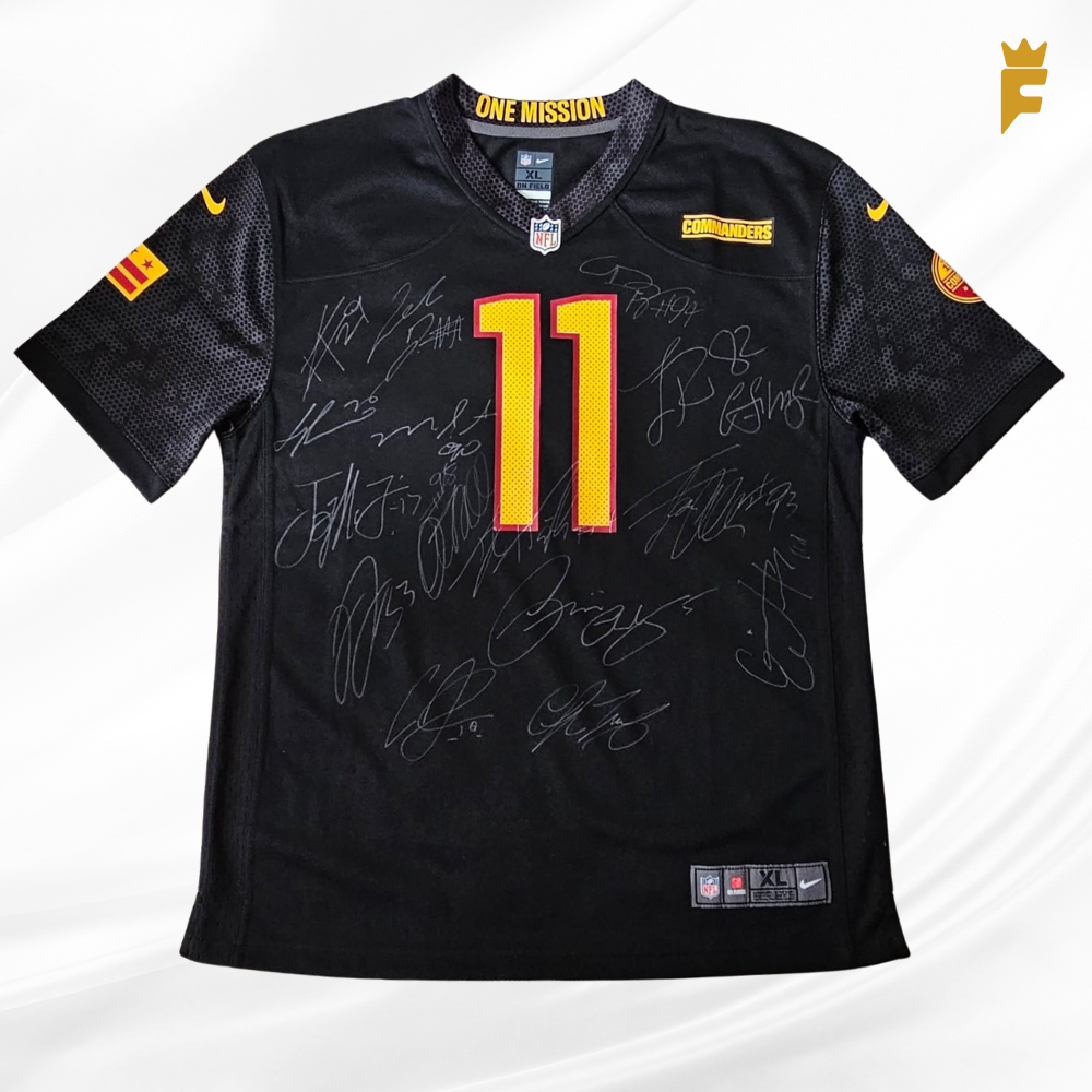 Camisa original Commanders 2022 autografada 16 jogadores do elenco