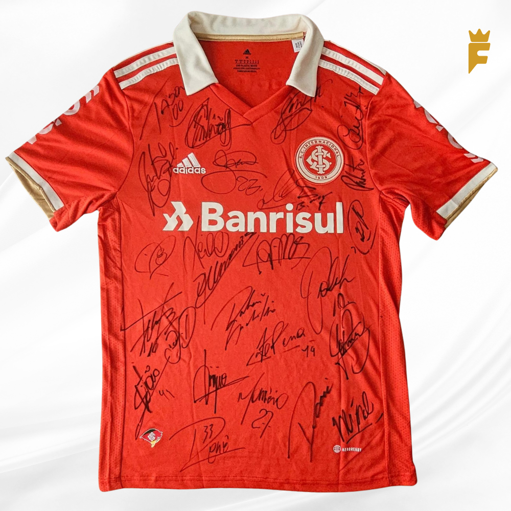 Camisa oficial do Internacional 2022/23 autografada todo elenco vice campeão brasileiro 22, de jogo