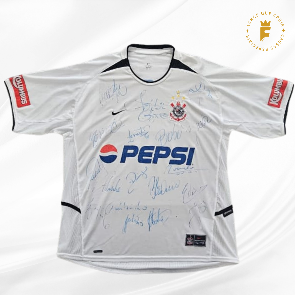 Camisa Corinthians 2003-04, autografada 18 jogadores campeões do Paulista