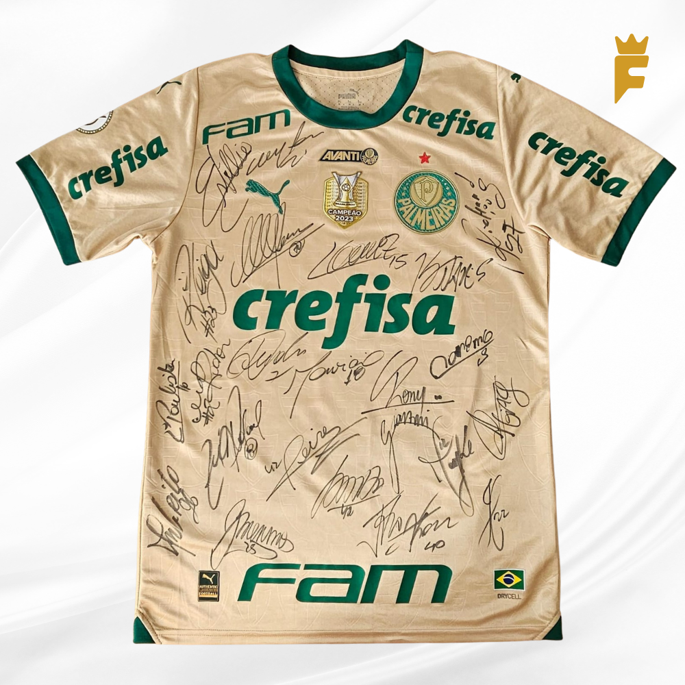 Camisa Palmeiras Brasileiro 2024 uniforme 3 Estevão N45, de jogo, autografada elenco