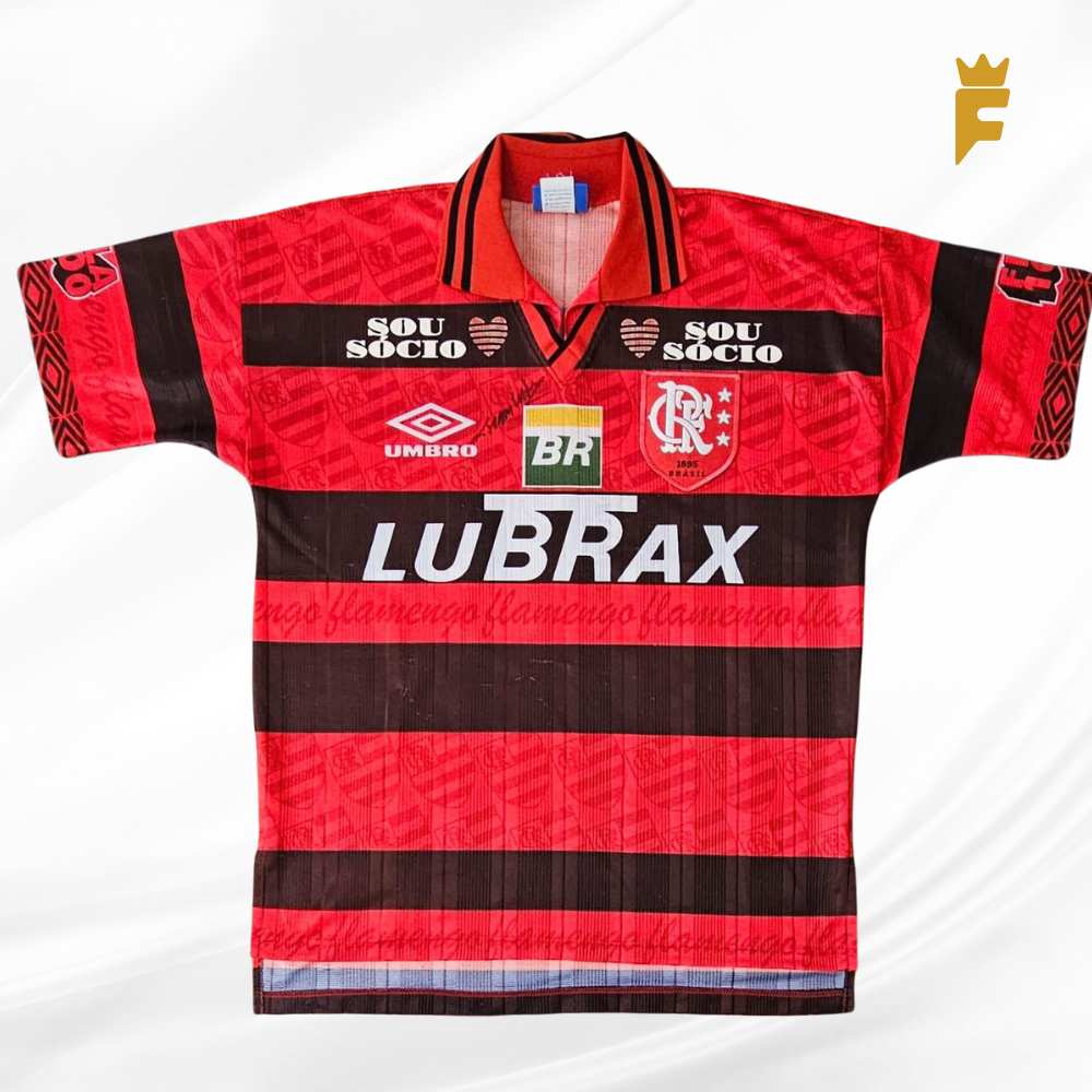 Camisa Flamengo 1995-96 autografada Romario e Bebeto