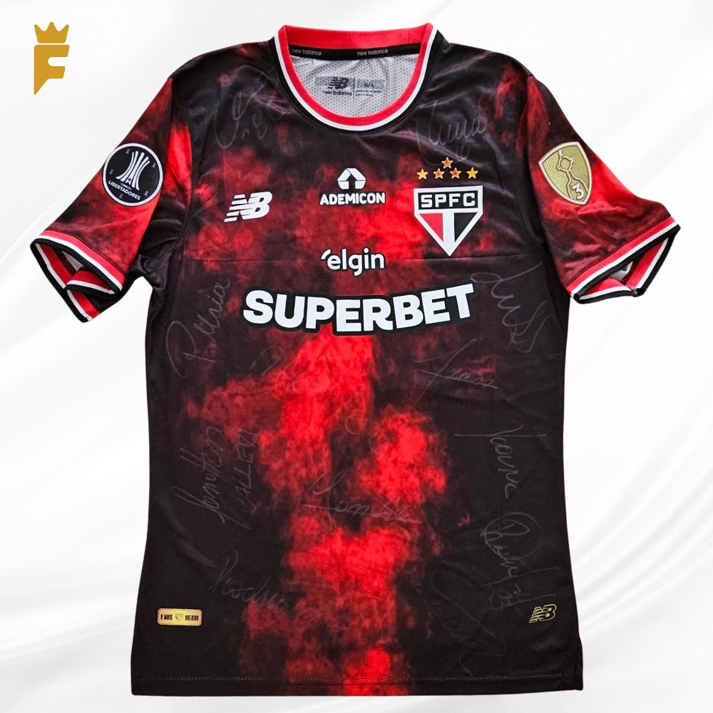 Camisa São Paulo 24/25 III Libertadores, vers jogador autografada 12 jogadores