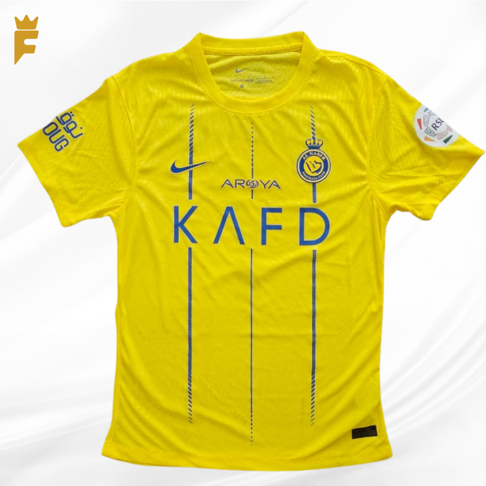 Camisa Al-Nassr I amarela, 2023/24 , jogador, autografada Cristiano Ronaldo