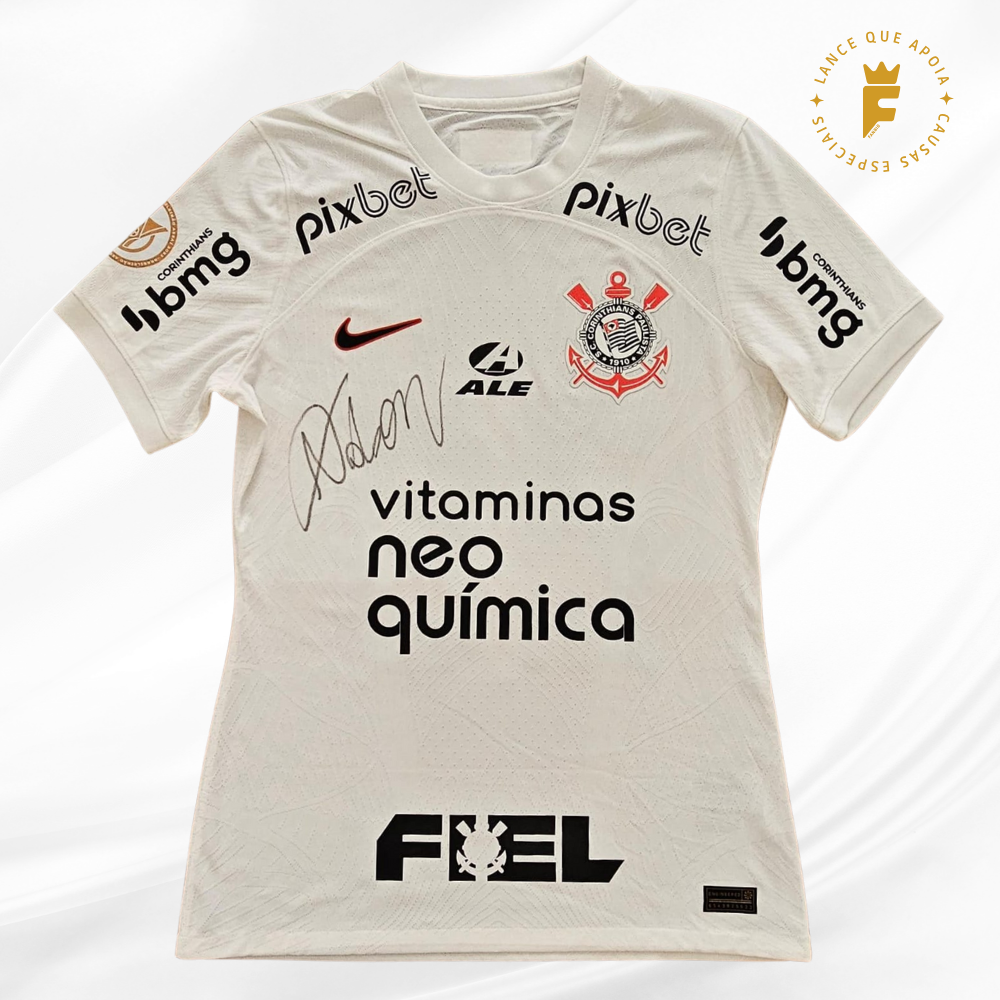 Camisa Corinthians 2023, vers de jogo autografada Adson