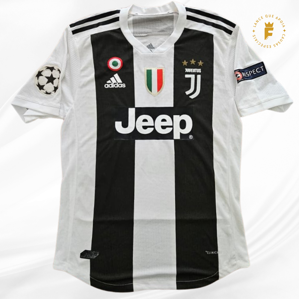Camisa Juventus 2018-19, vers jogo, autografada Cristiano Ronaldo